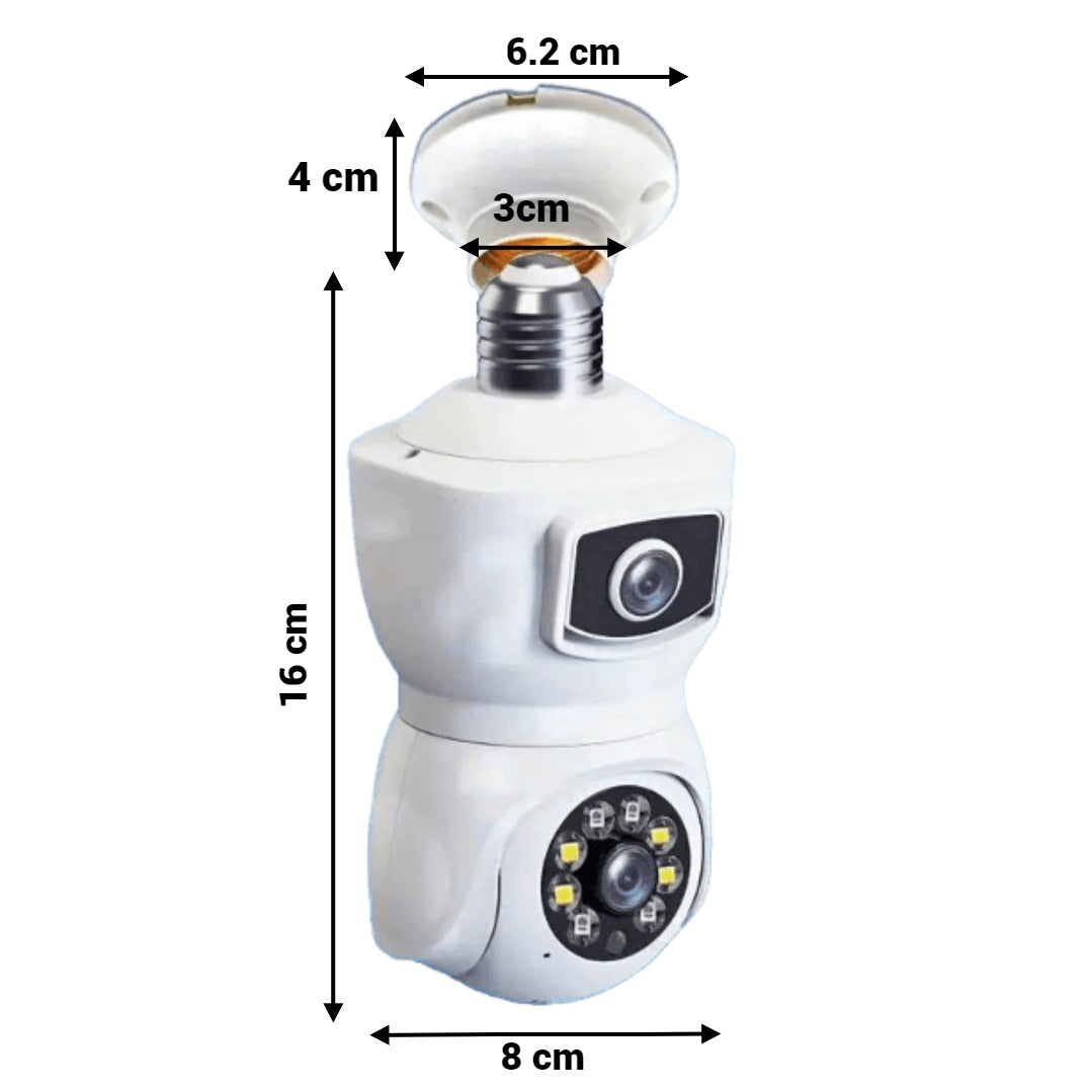 Cameră tip bec Wifi cu fasung E27, lentilă duală E9, monitorizare dubla 1080P PTZ 2MP Cameră CCTV