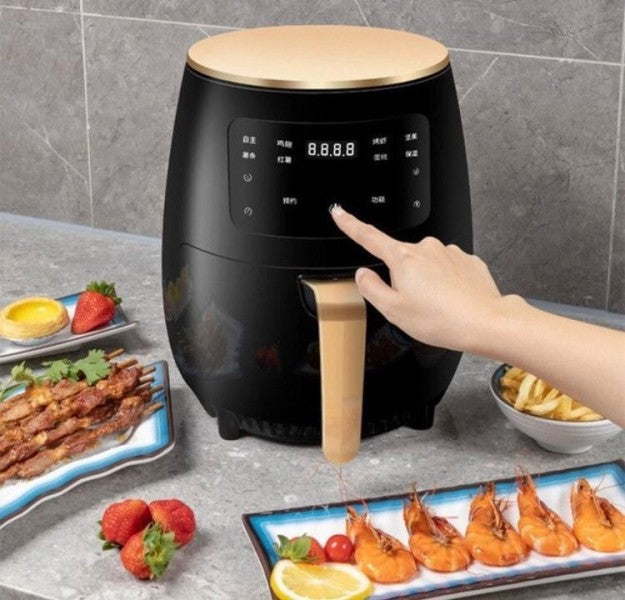 Pachet! Friteuza cu aer cald Air Fryer, fara ulei, 2400W, 6L si afisaj digital + Farfurie din silicon pentru friteuza